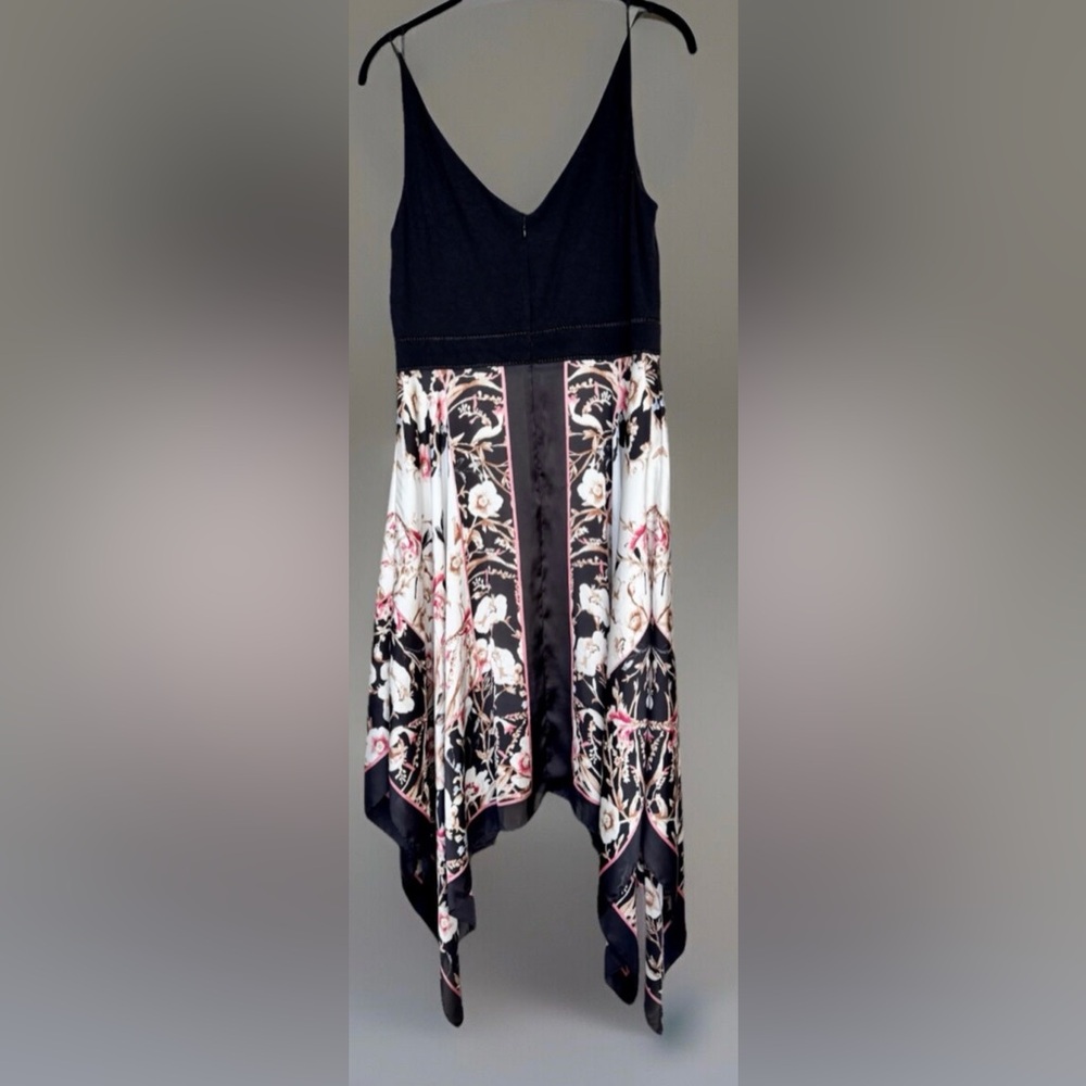 WHBM Taylor Swift 1989 Era Fully Lined Scarf Dress Black/White/Pink Floral 12